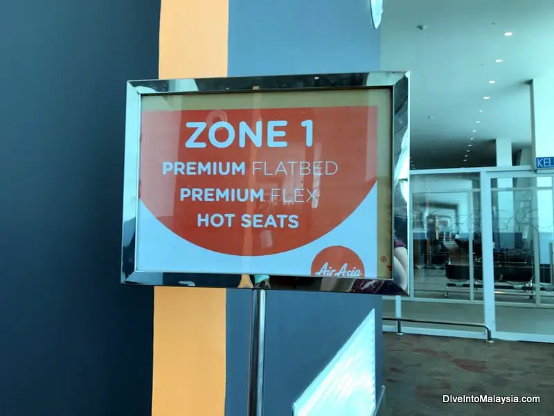 boarding at KLIA2 for Air Asia premium flat bed