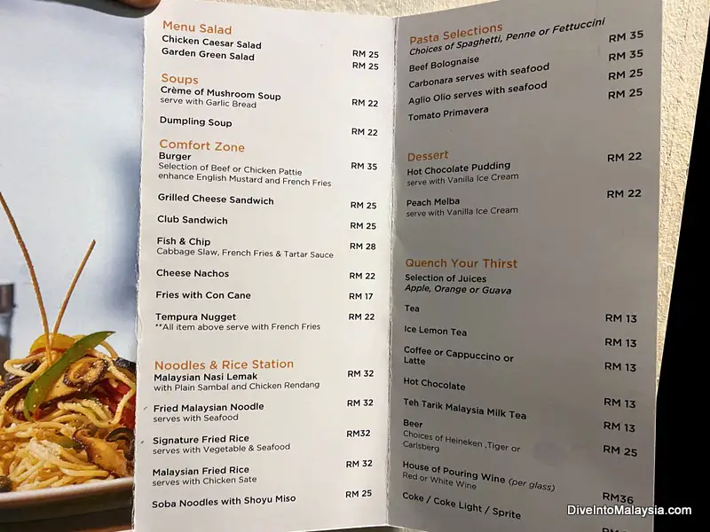 Sama Sama Express Hotel KL International Airport room service menu