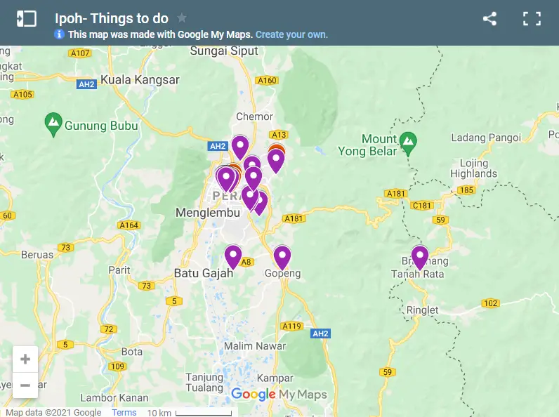 Things to do in Ipoh map